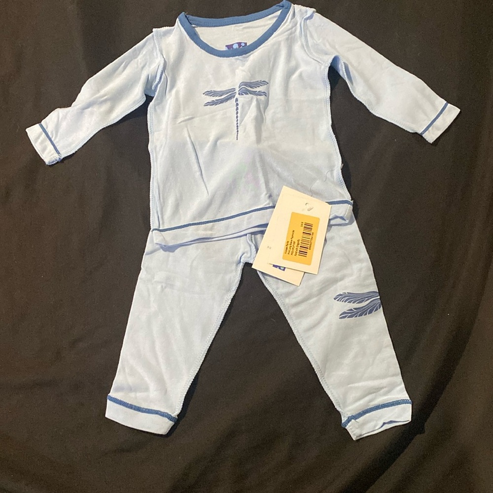 0-3 kickeepants dragonfly seams out pajama set - new with tags 61|A3
